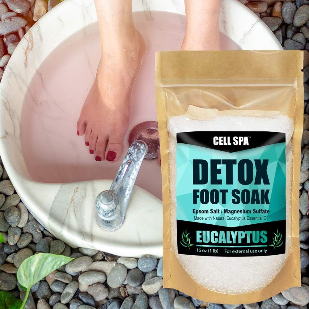 Detox Foot Soak Bath Premium 16 Ounce Eucalyptus Scented Epsom Salt Magnesium Sulfate to Help Detox, Relax, Relieve Stress & Soften Your Feet
