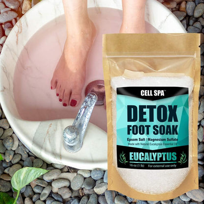 Detox Foot Soak Bath Premium 16 Ounce Eucalyptus Scented Epsom Salt Magnesium Sulfate to Help Detox, Relax, Relieve Stress & Soften Your Feet