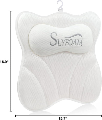 Bath Pillow, Bathtub Pillow with Anti-Slip Suction Cups, 4D Mesh Soft Spa Bath Tub Pillow Headrest, Bath Pillows for Tub with Neck and Back Support Fits Bathtub Spa Tub Jacuzzi, Fathers Day Dad Gifts