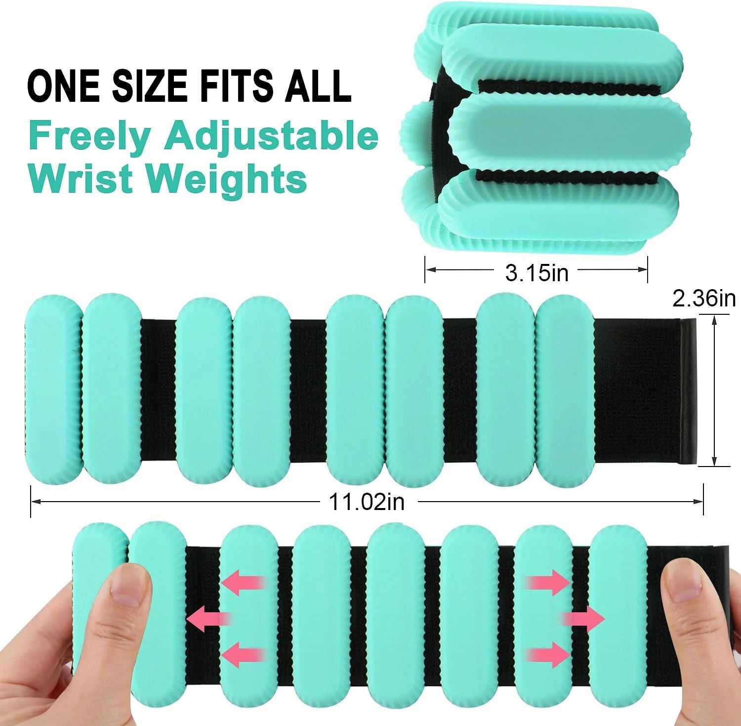 Ankle & Wrist Weights Set Fitness Essential 2Lb Adjustable Green Wrist Weight Bracelets 1 Pair