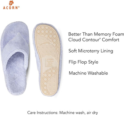 Women'S Spa Thong Slippers with Cloud Contour Comfort - Arch Support and Plush Fluffy Terry Lining, Perfect for Beach, Camping, Poolside, or Bathroom Wear