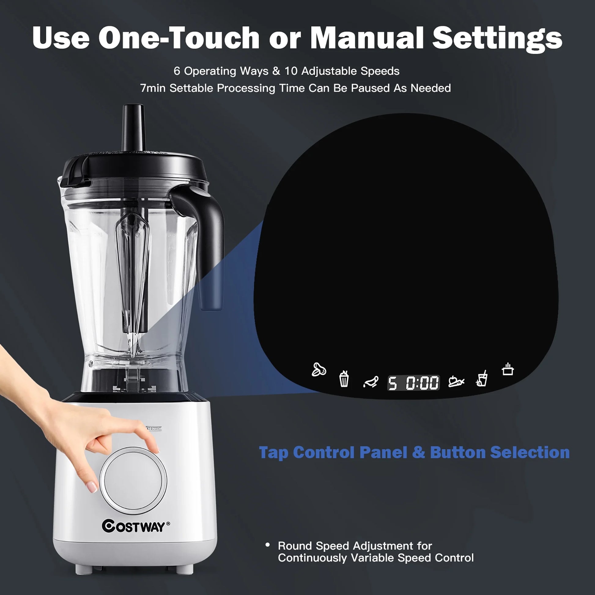 1500W Countertop Smoothies Blender 10 Speed W/ 6 Pre-Setting Programs