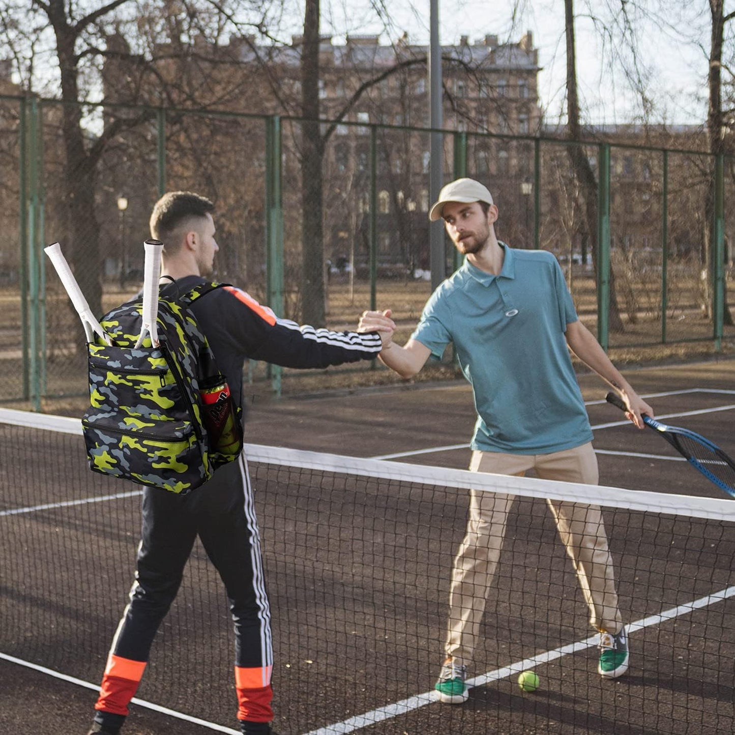 2 Tennis Racquet Backpack Tennis Bags for Women and Men, Sports Carrying Bag Hold Tennis Racket, Pickleball Paddles, Badminton Racquet, Squash Racquet and Other Accessories (Camouflage)