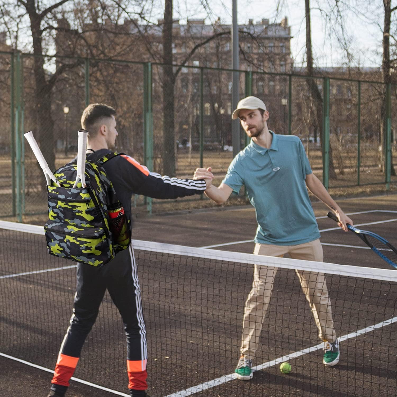 2 Tennis Racquet Backpack Tennis Bags for Women and Men, Sports Carrying Bag Hold Tennis Racket, Pickleball Paddles, Badminton Racquet, Squash Racquet and Other Accessories (Camouflage)
