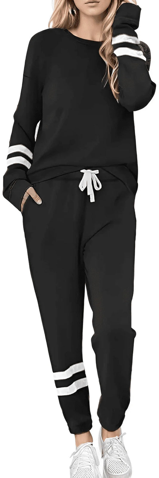 Women'S 2 Piece Workout Sets Long Sleeve Jogger Sweatsuit with Pockets Loungewear Pullover Tracksuit
