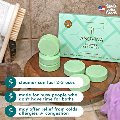 Eucalyptus & Menthol Shower Steamers – Aromatherapy Shower Tablets with Soothing Vapors – Made in USA – Shower Bomb Gift Set for Men & Women