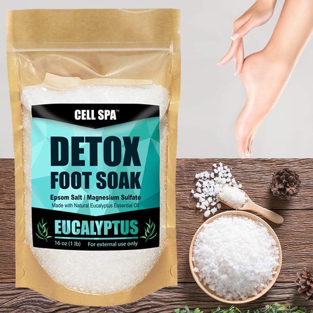 Detox Foot Soak Bath Premium 16 Ounce Eucalyptus Scented Epsom Salt Magnesium Sulfate to Help Detox, Relax, Relieve Stress & Soften Your Feet