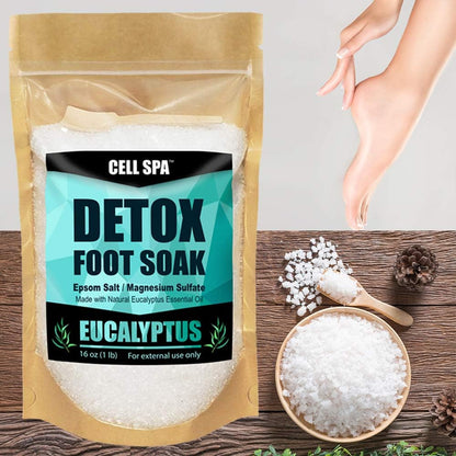 Detox Foot Soak Bath Premium 16 Ounce Eucalyptus Scented Epsom Salt Magnesium Sulfate to Help Detox, Relax, Relieve Stress & Soften Your Feet