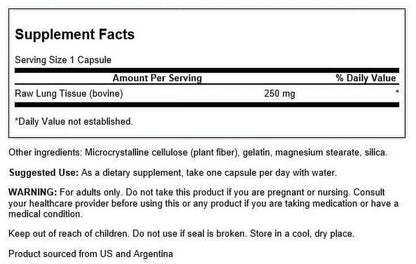 Raw Lung Glandular 250 Mg 60 Capsules