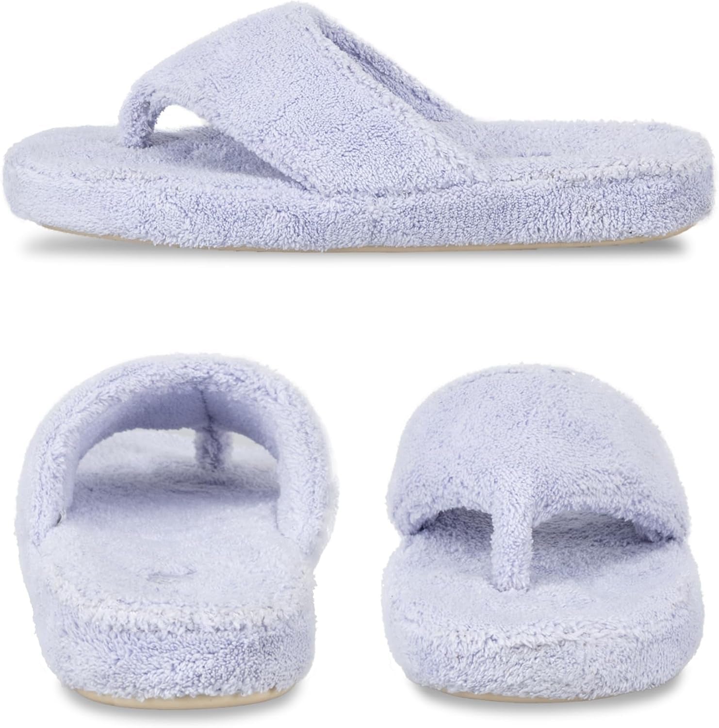 Women'S Spa Thong Slippers with Cloud Contour Comfort - Arch Support and Plush Fluffy Terry Lining, Perfect for Beach, Camping, Poolside, or Bathroom Wear