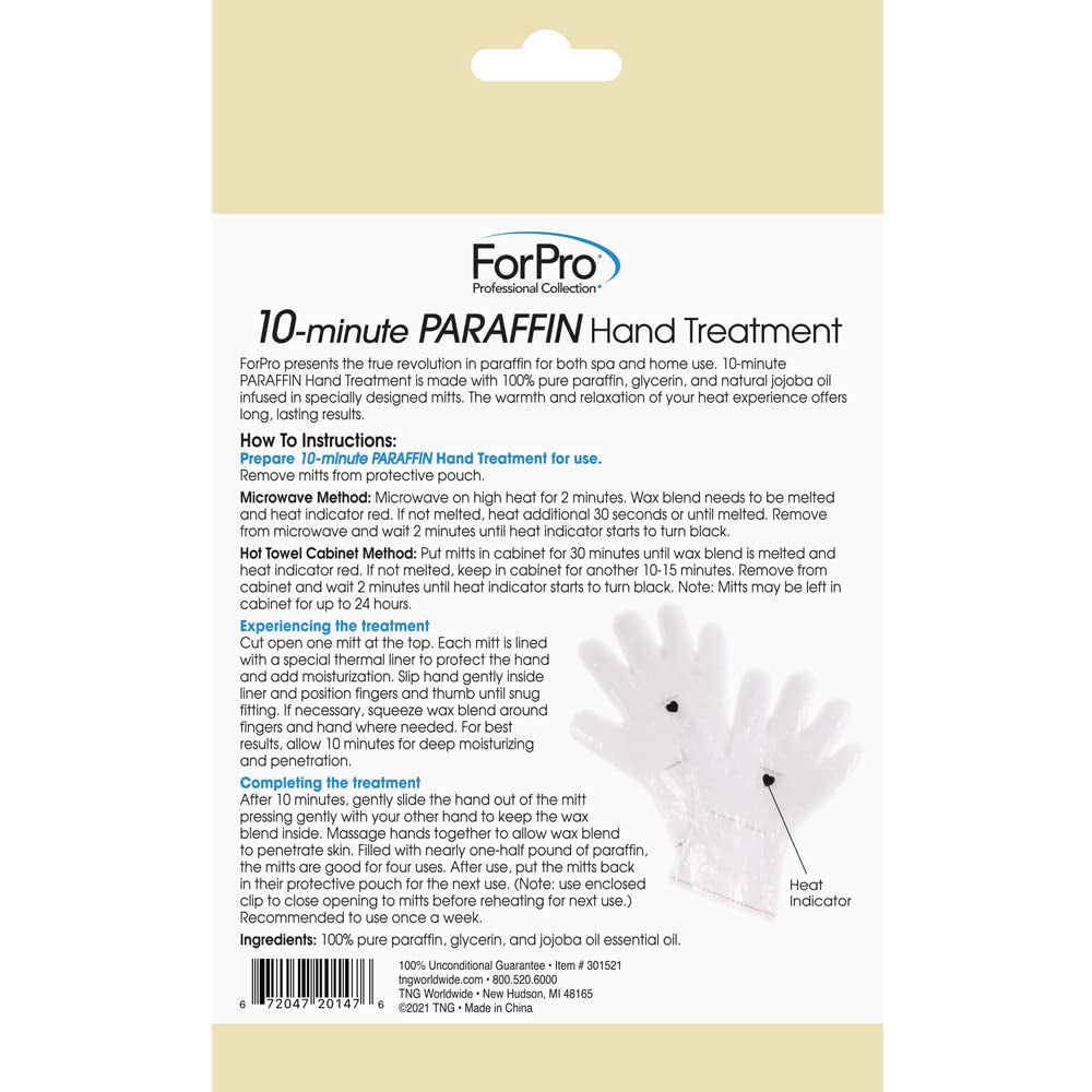 10-Minute Paraffin Hand Treatment, Spa and Home Treatment Gloves, Fragrance Free, One-Pair
