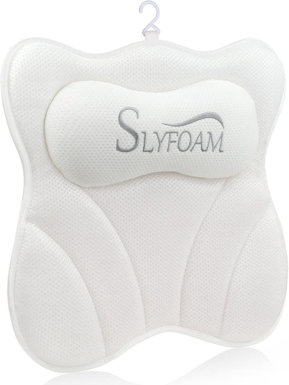 Bath Pillow, Bathtub Pillow with Anti-Slip Suction Cups, 4D Mesh Soft Spa Bath Tub Pillow Headrest, Bath Pillows for Tub with Neck and Back Support Fits Bathtub Spa Tub Jacuzzi, Fathers Day Dad Gifts