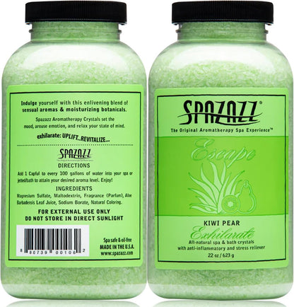 Spazzaz Hot Tub & Spa Bath Salt Aromatherapy Crystals. 22 Oz Kiwi Pear Crystals and Bath Salts - Oil-Free & Safe for All Spas