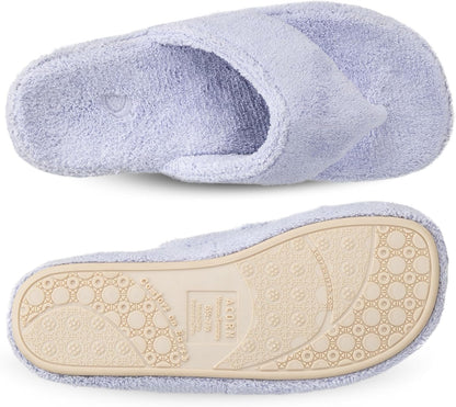 Women'S Spa Thong Slippers with Cloud Contour Comfort - Arch Support and Plush Fluffy Terry Lining, Perfect for Beach, Camping, Poolside, or Bathroom Wear