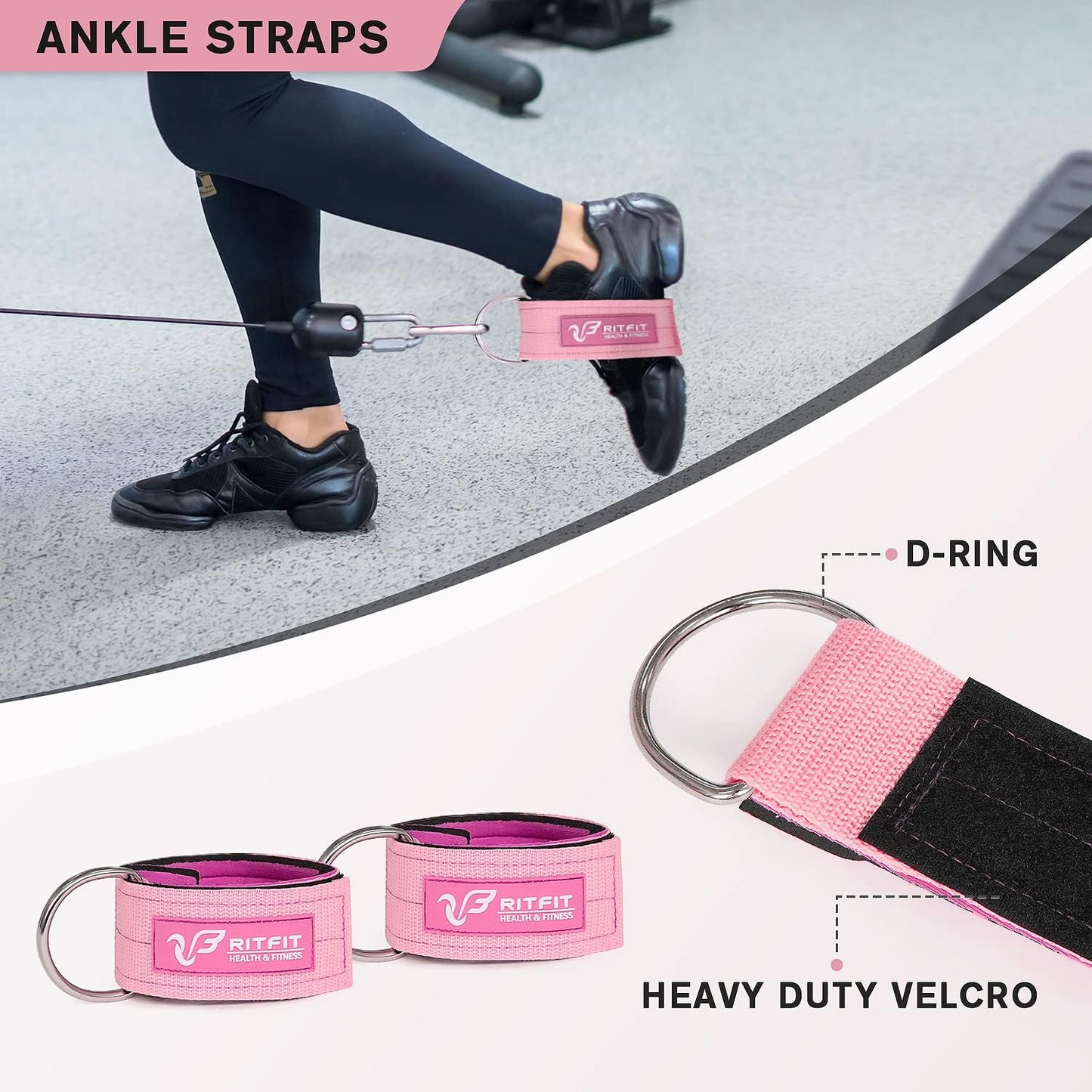 Ritfit Upgraded 7 Pack Barbell Squat Pad Set with Resistance Band,2 Safety Strap