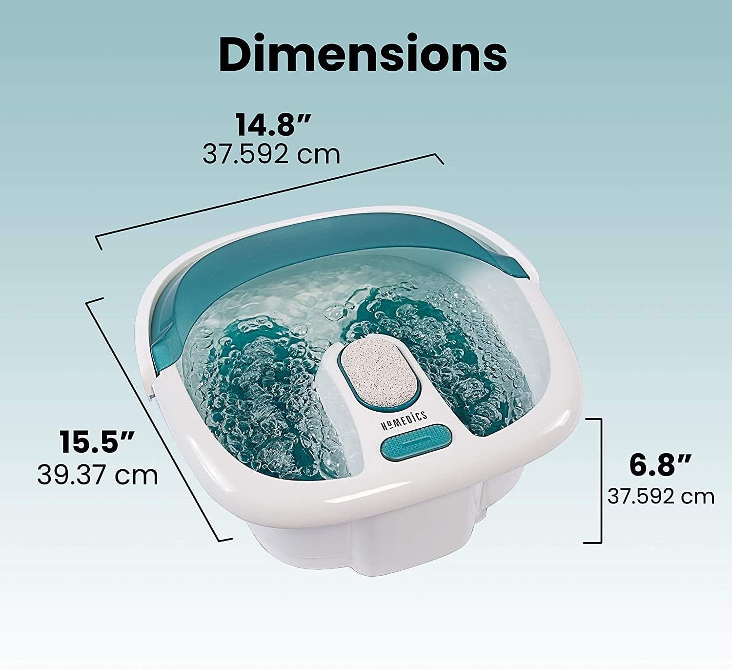 Bubble Elite Foot Spa Massager with Heat Boost, 2-In-1 Removable Pedicure Center, Toe-Touch Control, Easy Tote Handle with Splash Guard