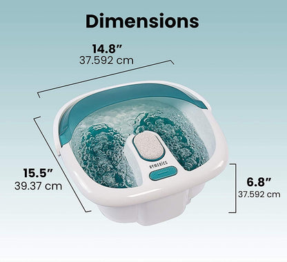 Bubble Elite Foot Spa Massager with Heat Boost, 2-In-1 Removable Pedicure Center, Toe-Touch Control, Easy Tote Handle with Splash Guard