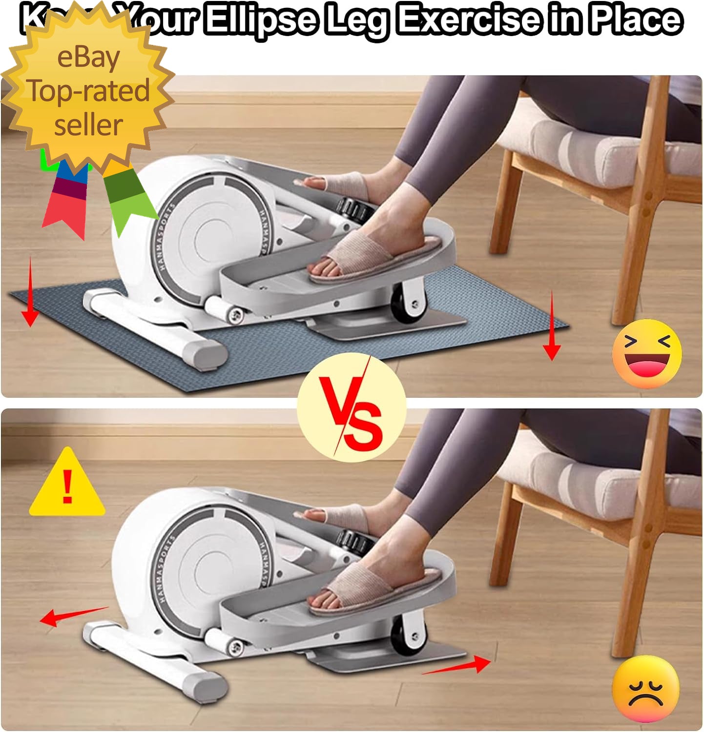 Non-Slip Mat for Ellipse Leg Exerciser Machine Apply to under Desk Elliptical