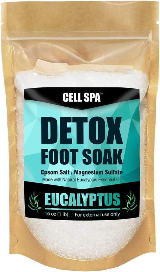 Detox Foot Soak Bath Premium 16 Ounce Eucalyptus Scented Epsom Salt Magnesium Sulfate to Help Detox, Relax, Relieve Stress & Soften Your Feet