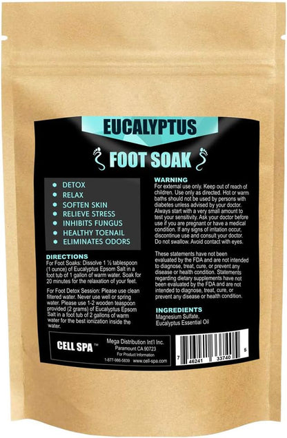 Detox Foot Soak Bath Premium 16 Ounce Eucalyptus Scented Epsom Salt Magnesium Sulfate to Help Detox, Relax, Relieve Stress & Soften Your Feet