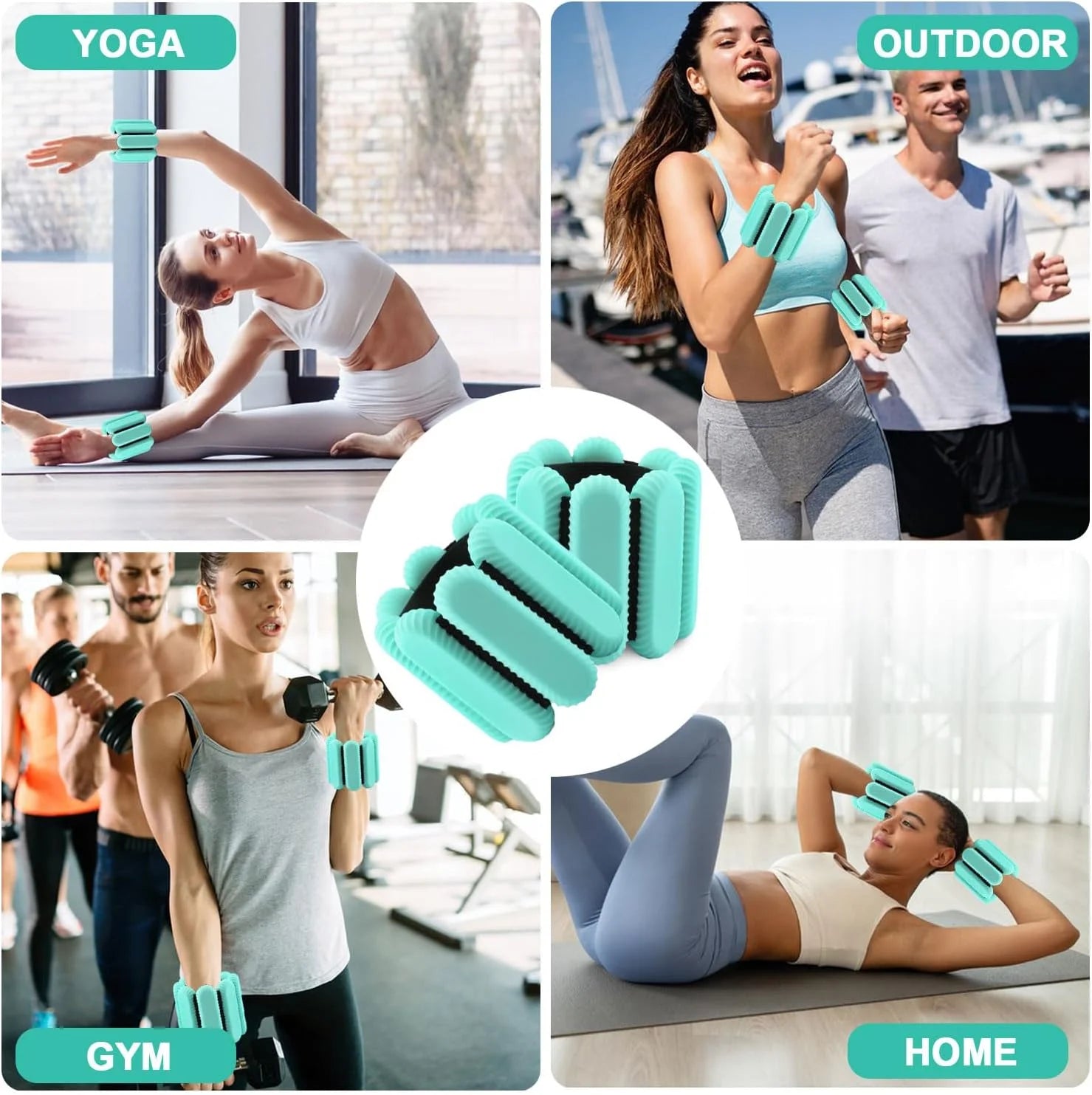 Ankle & Wrist Weights Set Fitness Essential 2Lb Adjustable Green Wrist Weight Bracelets 1 Pair