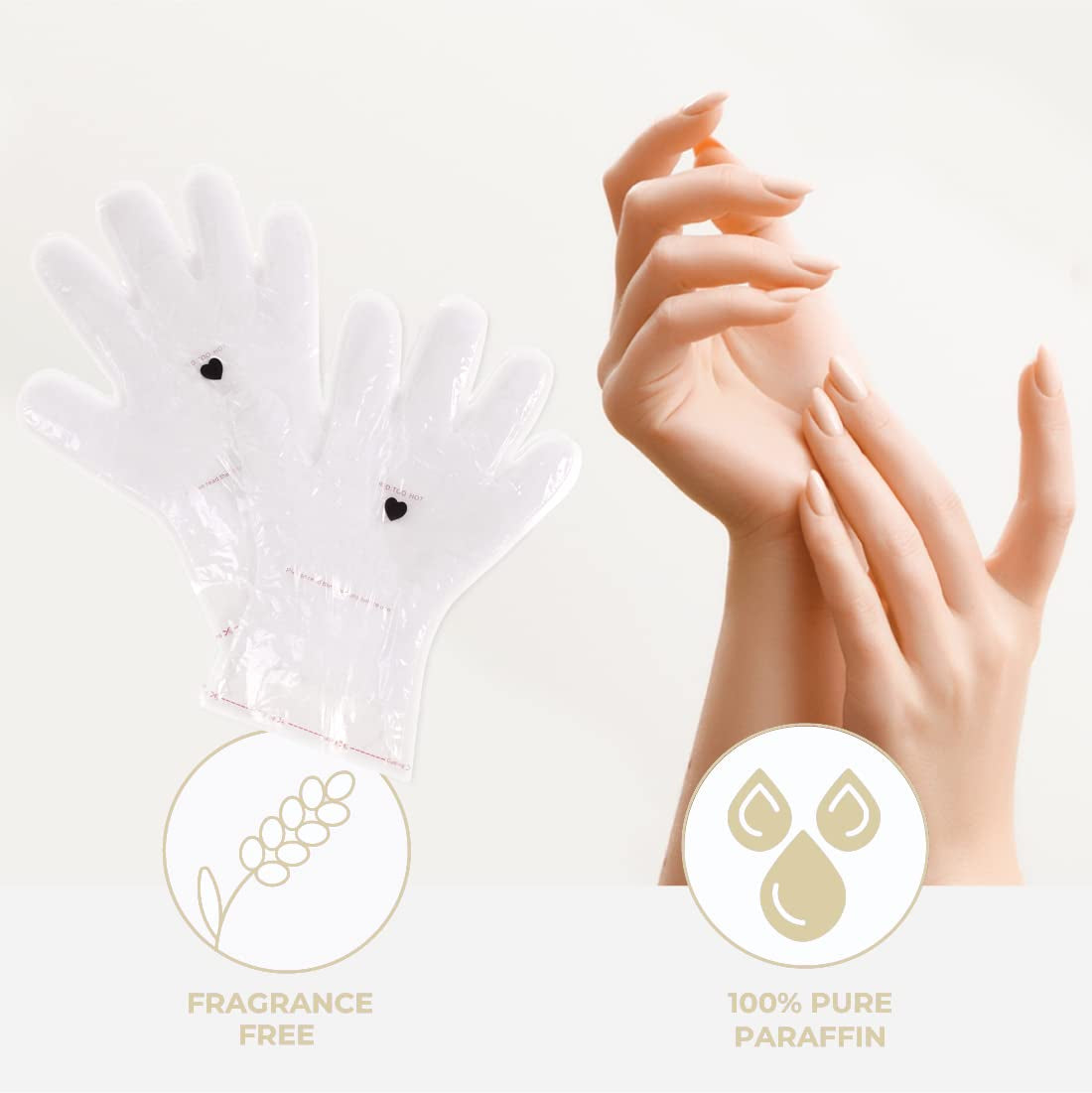 10-Minute Paraffin Hand Treatment, Spa and Home Treatment Gloves, Fragrance Free, One-Pair