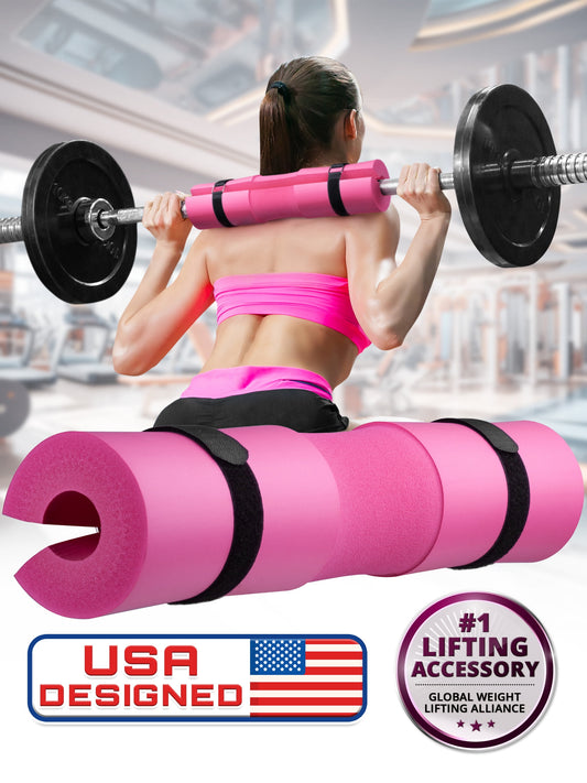 Gym Foam Barbell Pad for Hip Thrust, Squat & Lunges, Pink 17X3.5 Inch by -Usa