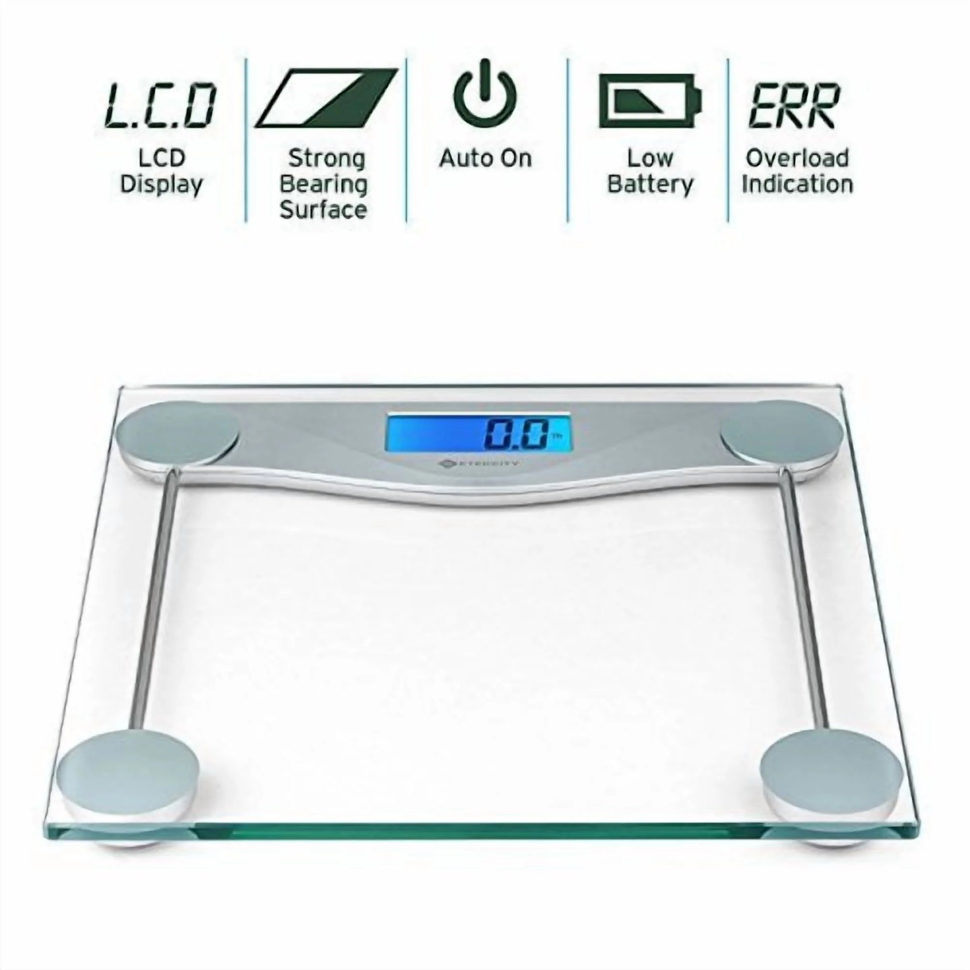Scale for Weight, 400Lb Capacity Bathroom Scale with LCD Display, Silver, EB4074C