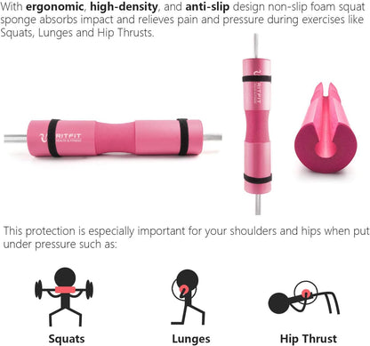 Ritfit Upgraded 7 Pack Barbell Squat Pad Set with Resistance Band,2 Safety Strap