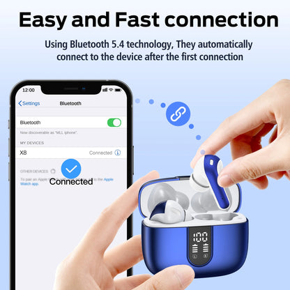 VEATOOL Bluetooth Headphones True Wireless Earbuds 65H Playback Power Display Earphones with Wireless Charging Case IPX7 Waterproof In-Ear Earbuds with Mic for TV Smart Phone Computer Laptop