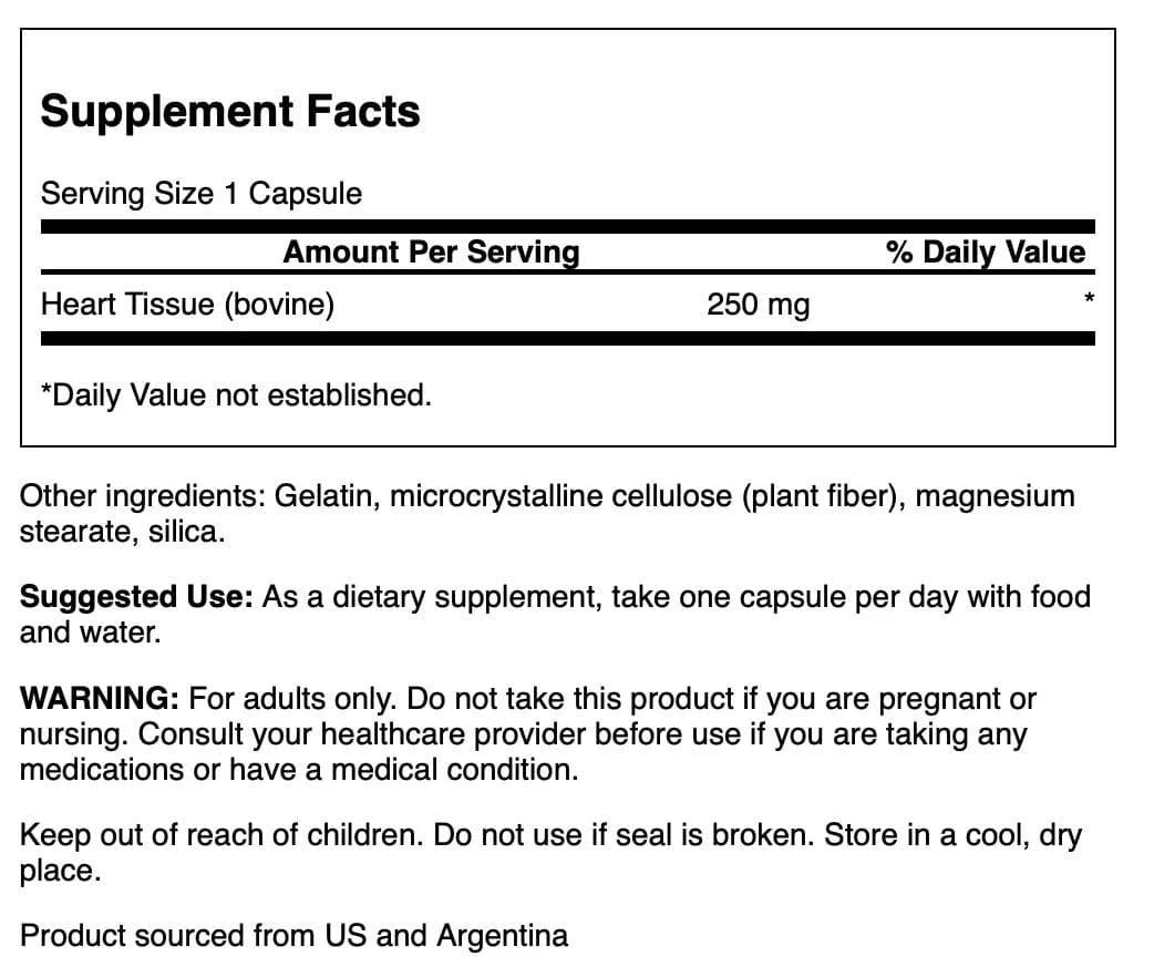 Heart Glandular 250 Mg 60 Capsules