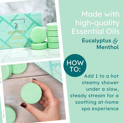 Eucalyptus & Menthol Shower Steamers – Aromatherapy Shower Tablets with Soothing Vapors – Made in USA – Shower Bomb Gift Set for Men & Women