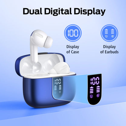 VEATOOL Bluetooth Headphones True Wireless Earbuds 65H Playback Power Display Earphones with Wireless Charging Case IPX7 Waterproof In-Ear Earbuds with Mic for TV Smart Phone Computer Laptop