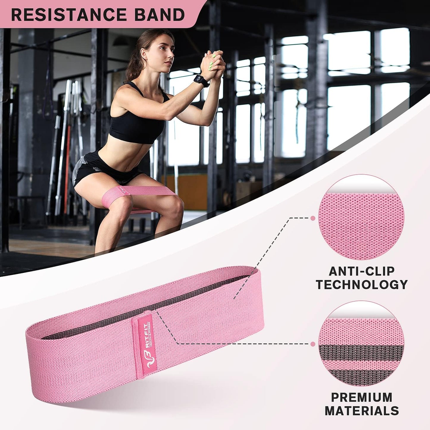 Ritfit Upgraded 7 Pack Barbell Squat Pad Set with Resistance Band,2 Safety Strap