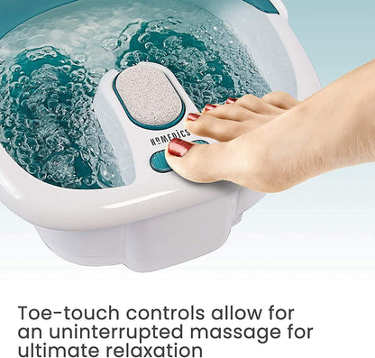 Bubble Elite Foot Spa Massager with Heat Boost, 2-In-1 Removable Pedicure Center, Toe-Touch Control, Easy Tote Handle with Splash Guard