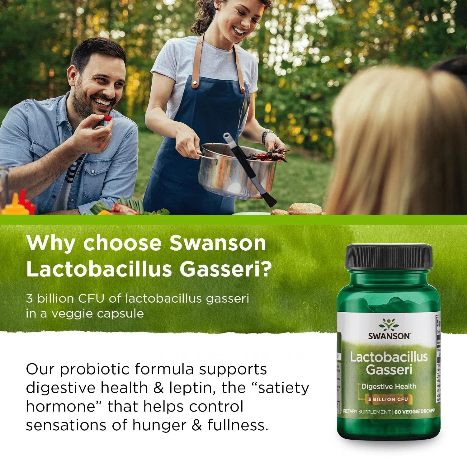 Lactobacillus Gasseri - Probiotic Supplement Supporting Digestive Health with 3 Billion CFU - Design-Release Satiety & Fat Metabolism Support - (60 Veggie Capsules)