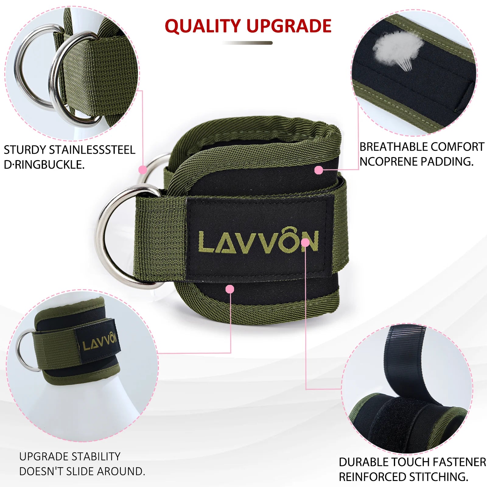 Squat Pad Set - Foam Barbell Pad for Squats Cushion, Lunges & Bar Padding for Hip Thrusts - Standard Weight Bar Pad - with Ankle Straps, Wrist Straps for Weightlifting